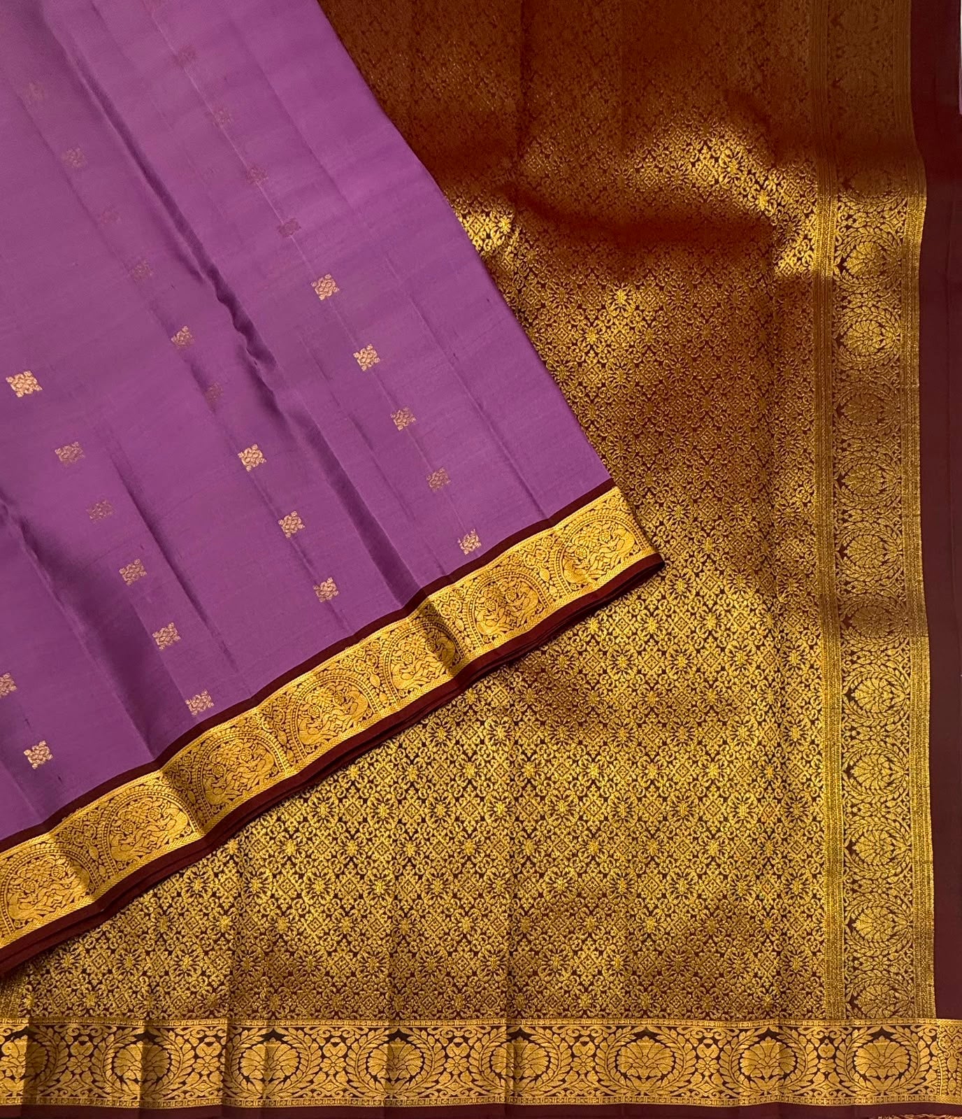 VSM469 - dark lavender color body, dark coffee brown color pallu , blouse.