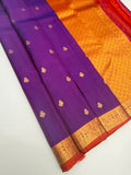 VSM468 - violet color body, pinkish orange color pallu , blouse.