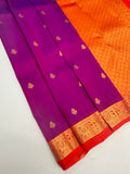 VSM466 - purple color body, pinkish orange color pallu , blouse.