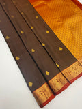 VSM464 - brown color body, rust color pallu , blouse.