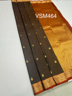 VSM464 - brown color body, rust color pallu , blouse.