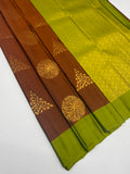 VSM459 - honey brown color body, olive green color pallu , blouse.