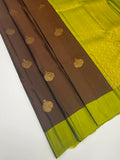 VSM458 - brown color body, olive green color pallu , blouse.