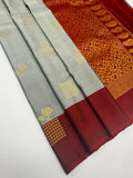 VSM454 - grey color body, maroon color pallu , blouse.