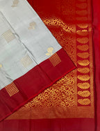 VSM454 - grey color body, maroon color pallu , blouse.