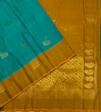 VSM453 - teal blue color body, honey brown color pallu , blouse.