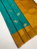 VSM453 - teal blue color body, honey brown color pallu , blouse.