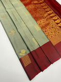 VSM452 - dark grey color body, maroon color pallu , blouse.