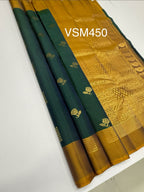 VSM450 - green color body, honey brown color pallu , blouse.