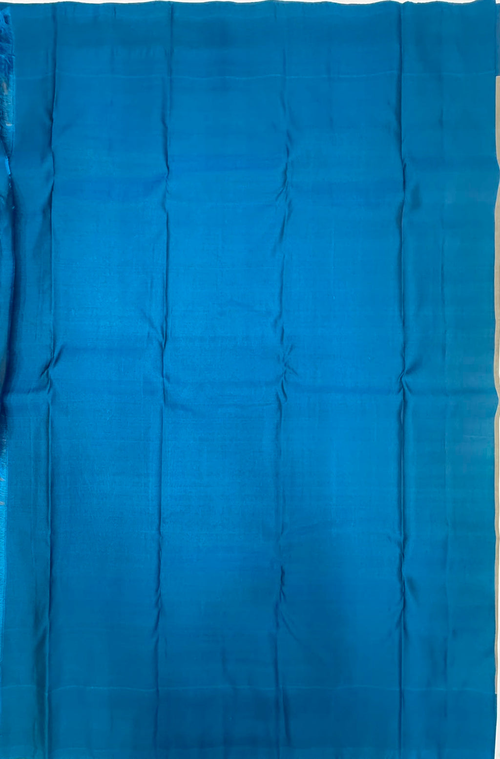 VSM449 - dark grey color body, peacock blue color pallu , blouse.