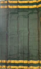 VSM441 - mustard yellow color body , bottle green color pallu , blouse.