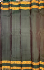 VSM437 - mustard yellow color body , bottle green color pallu , blouse.