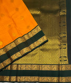 VSM437 - mustard yellow color body , bottle green color pallu , blouse.