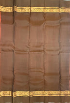 VSM433 - peach color body , brown color pallu , blouse.