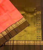 VSM433 - peach color body , brown color pallu , blouse.