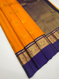 VSM431 - mustard yellow color body , dark violet color pallu , blouse.