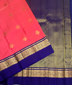 VSM428 - peach with pink color body , dark violet color pallu , blouse.