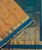 VSM425 - dark sandal color body , blue color pallu , blouse.