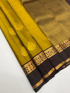 VSM424 - mehandi color body , coffee brown color pallu , blouse.