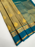 VSM422 - cement color body , blue color pallu , blouse.