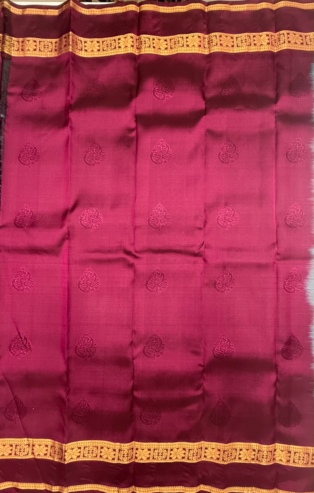 VSM420 - blue with pink color body , dark purple color pallu , blouse.