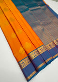 VSM419 - yellow with pink color body , blue with pink color pallu , blouse.