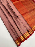 VSF1126 - onion pink color body , maroon color pallu,blouse - Pure silk saree