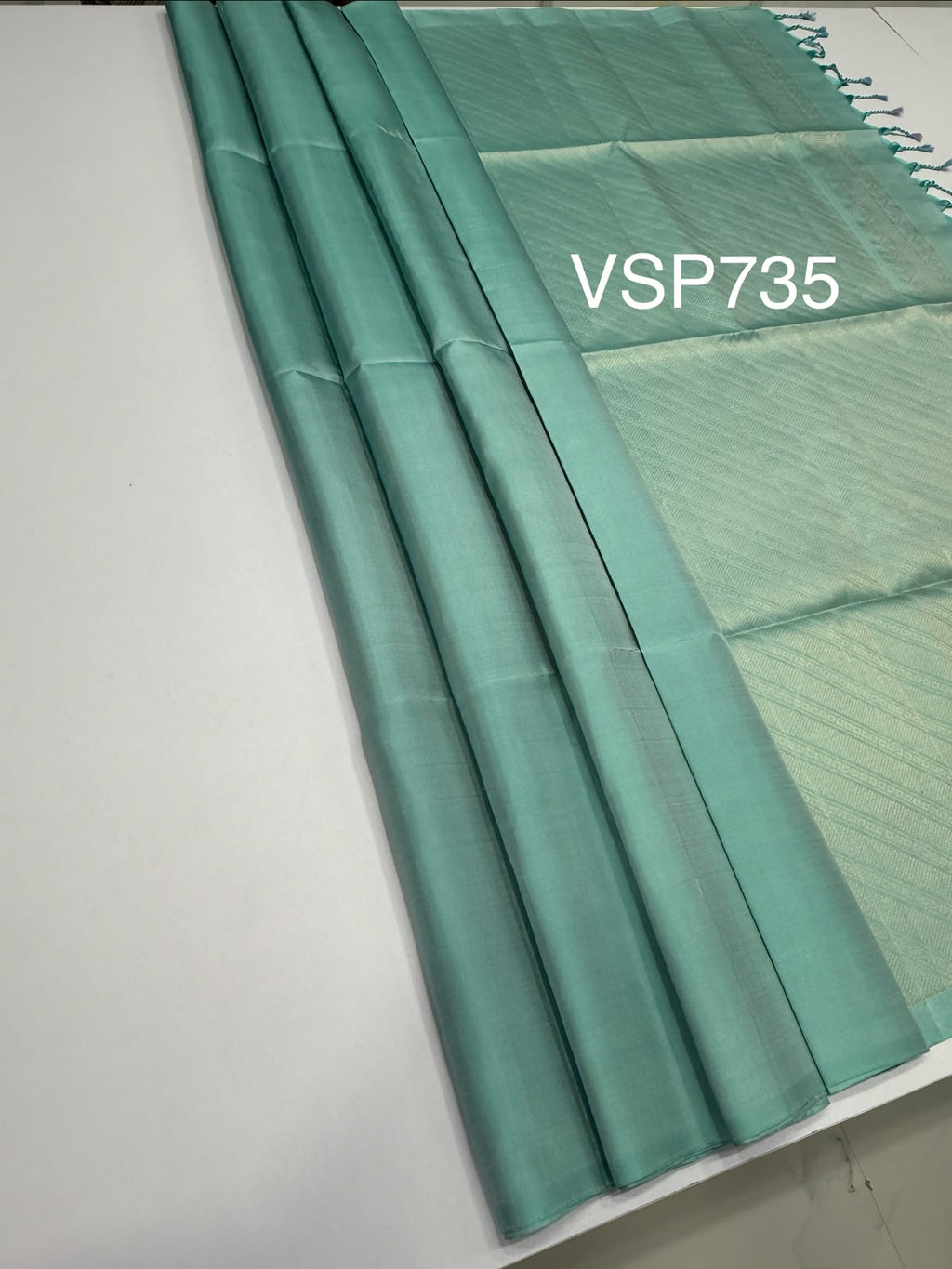 VSP735 - pastel blue color body , color pallu , blouse - Pure silk saree