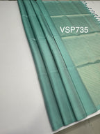 VSP735 - pastel blue color body , color pallu , blouse - Pure silk saree