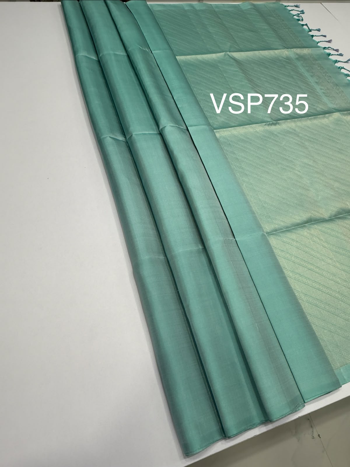 VSP735 - pastel blue color body , color pallu , blouse - Pure silk saree