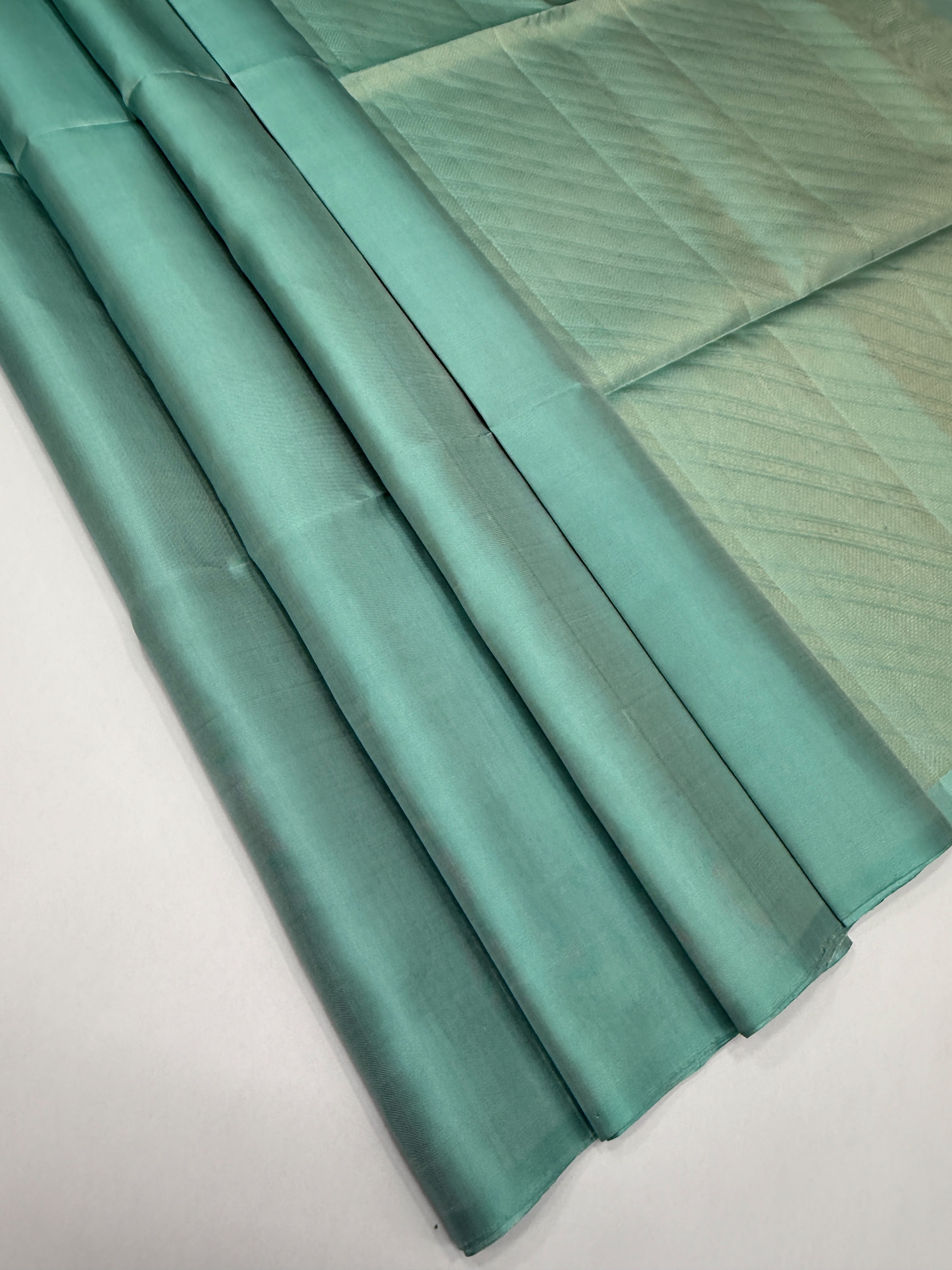 VSP735 - pastel blue color body , color pallu , blouse - Pure silk saree
