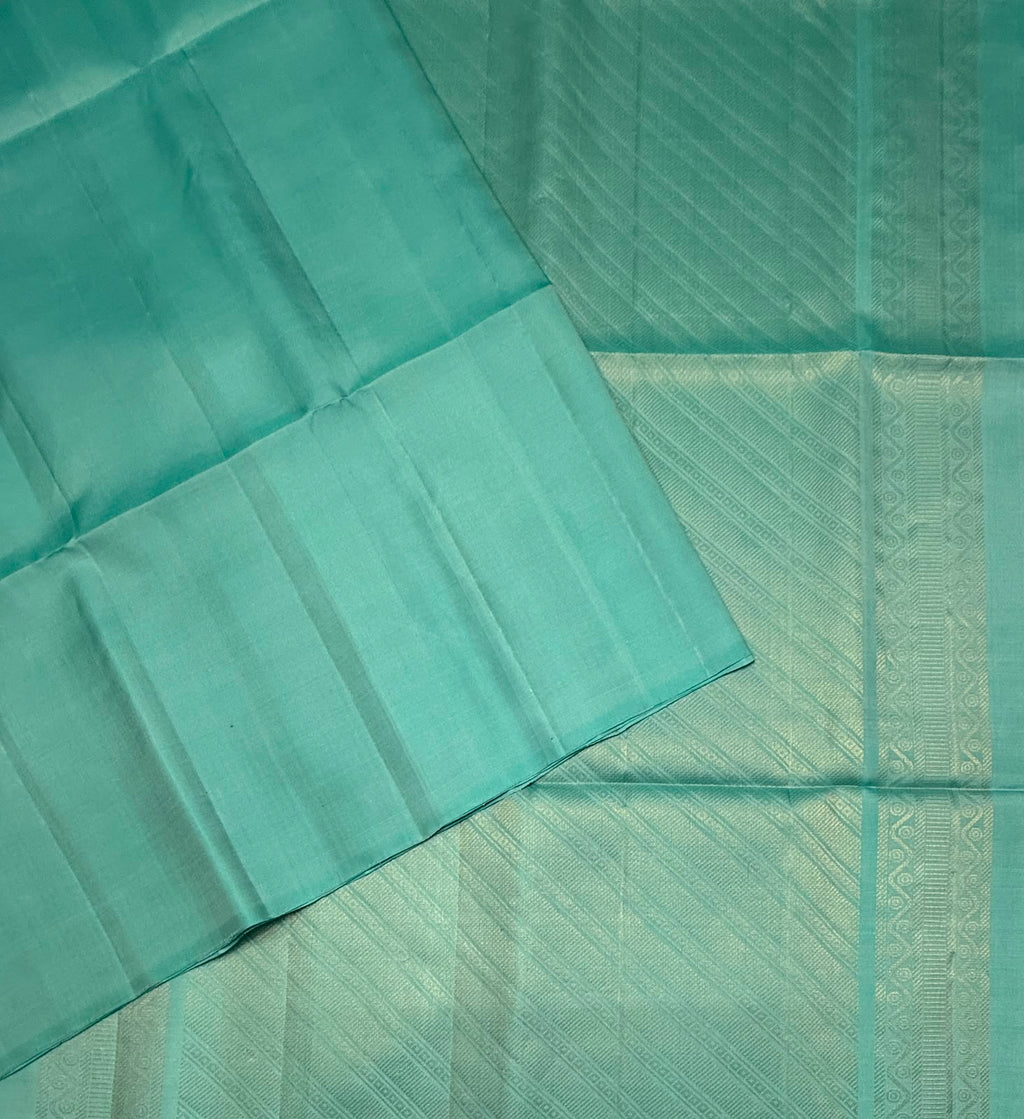 VSP735 - pastel blue color body , color pallu , blouse - Pure silk saree