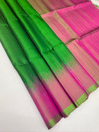 VSP736 - green color body , purple color pallu , blouse - Pure silk saree
