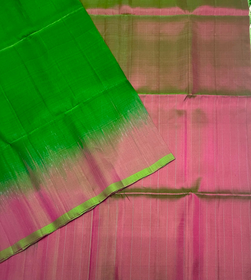 VSP736 - green color body , purple color pallu , blouse - Pure silk saree