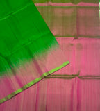 VSP736 - green color body , purple color pallu , blouse - Pure silk saree