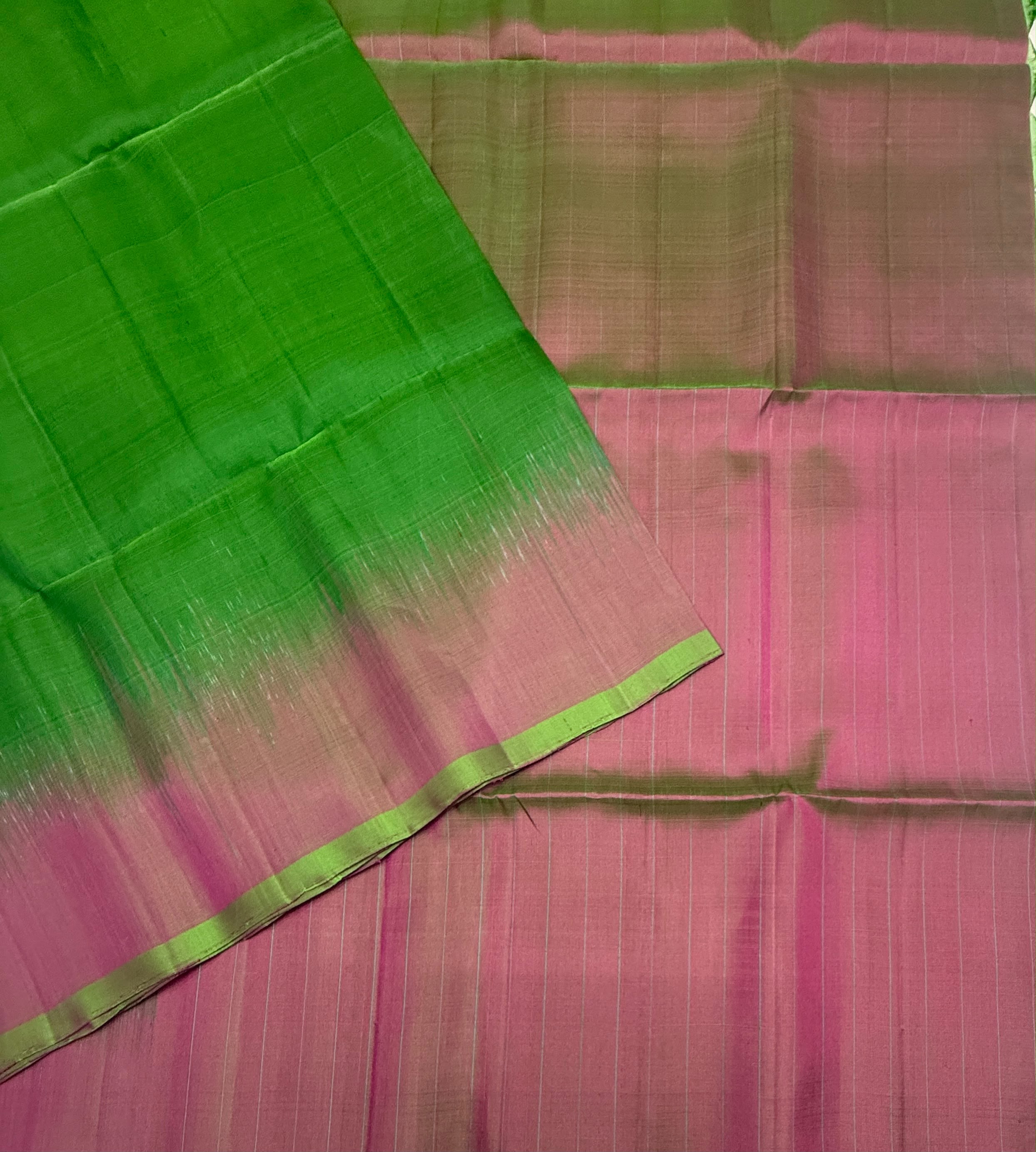 VSP736 - green color body , purple color pallu , blouse - Pure silk saree