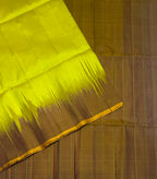 VSP737 - yellow with green color body , honey brown color pallu , blouse - Pure silk saree