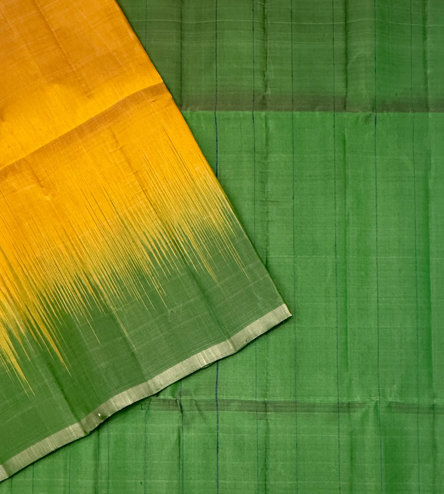 VSP739 - mustard color body , green color pallu , blouse - Pure silk saree