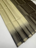 VSP740 - beige color body , black color pallu , blouse - Pure silk saree