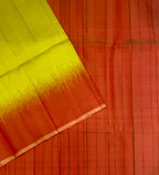VSP741 - yellow with green color body , peach color pallu , blouse - Pure silk saree