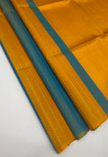 VSD174 - yellow with blue color body , color pallu,blouse - Pure silk saree