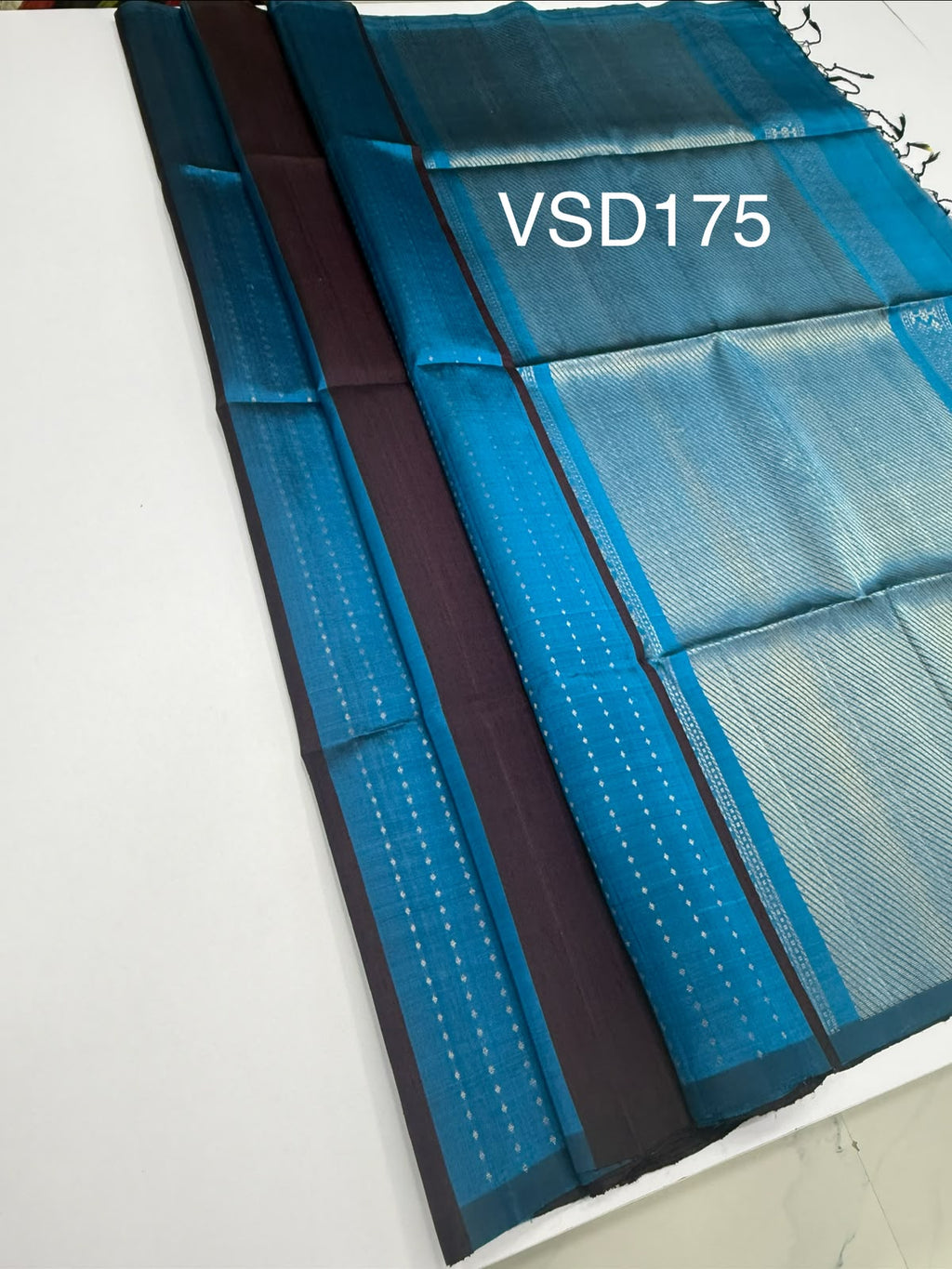 VSD175 - blue with purple color body , color pallu,blouse - Pure silk saree