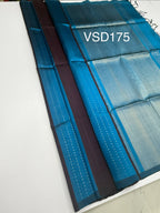 VSD175 - blue with purple color body , color pallu,blouse - Pure silk saree
