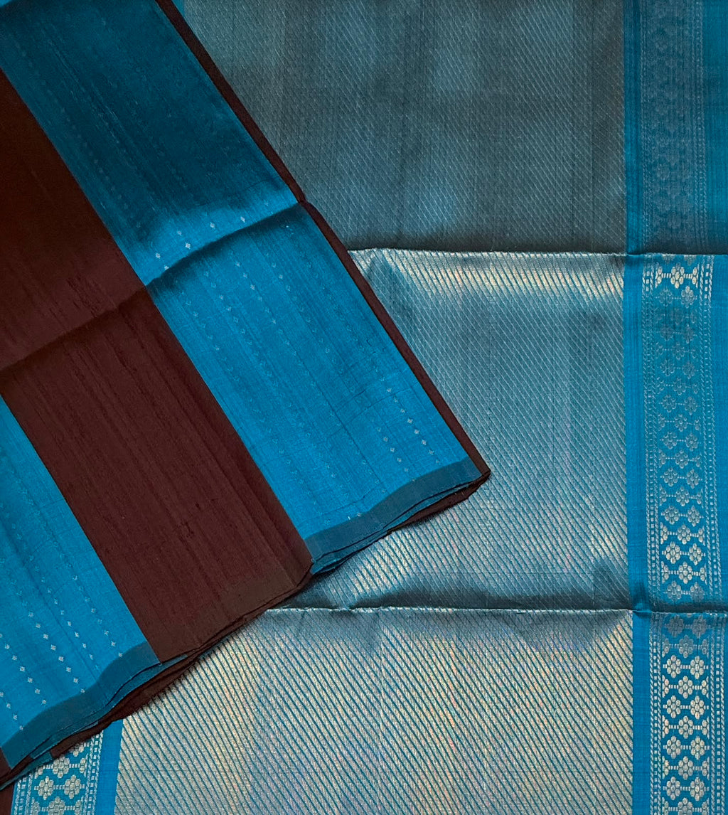 VSD175 - blue with purple color body , color pallu,blouse - Pure silk saree