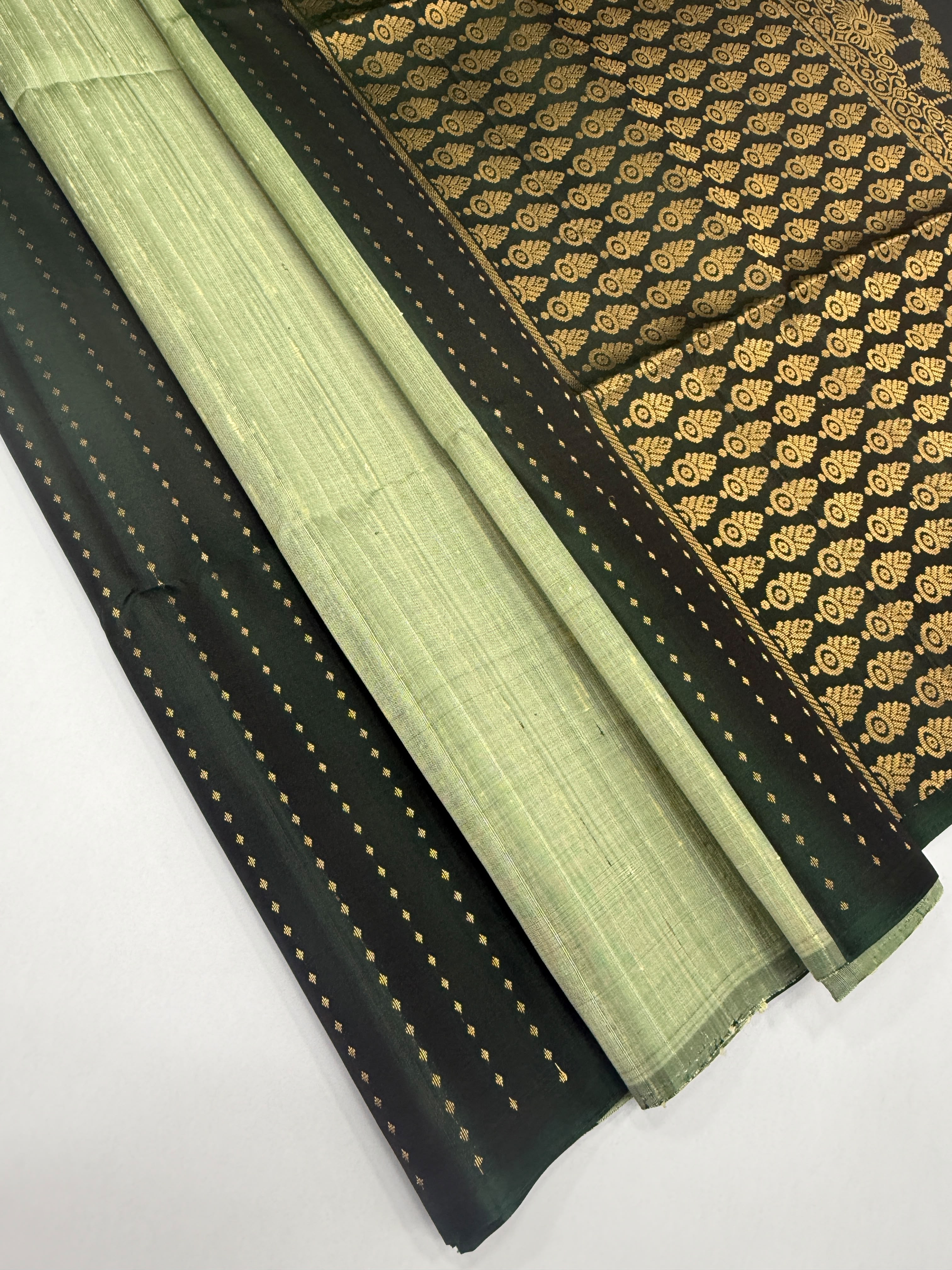 VSD176 - bottle with light green color body , color pallu,blouse - Pure silk saree