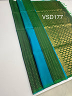 VSD177 - blue with green color body , color pallu,blouse - Pure silk saree