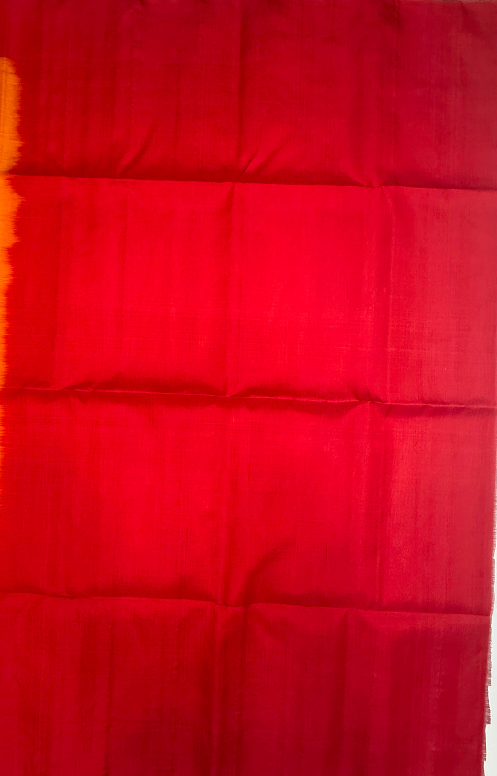 VSCB648 - mango yellow color body , red color pallu , blouse - Pure silk saree