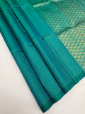 VSF1132 - peacock blue color body , pallu,blouse - Pure silk saree
