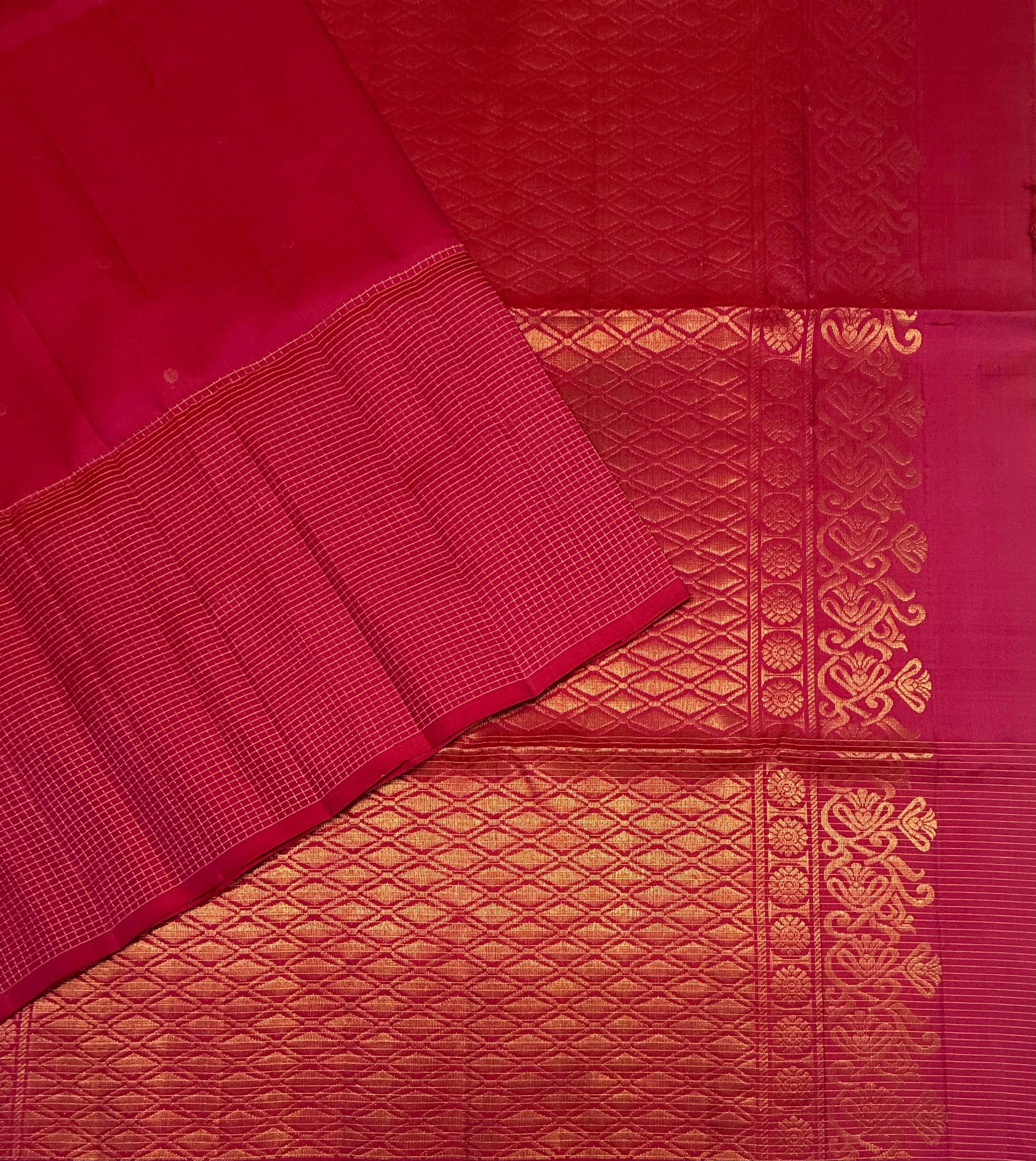 VSF1133 - red with pink color body , pallu,blouse - Pure silk saree