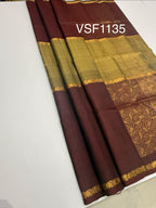 VSF1135 - dark maroon color body , pallu,blouse - Pure silk saree